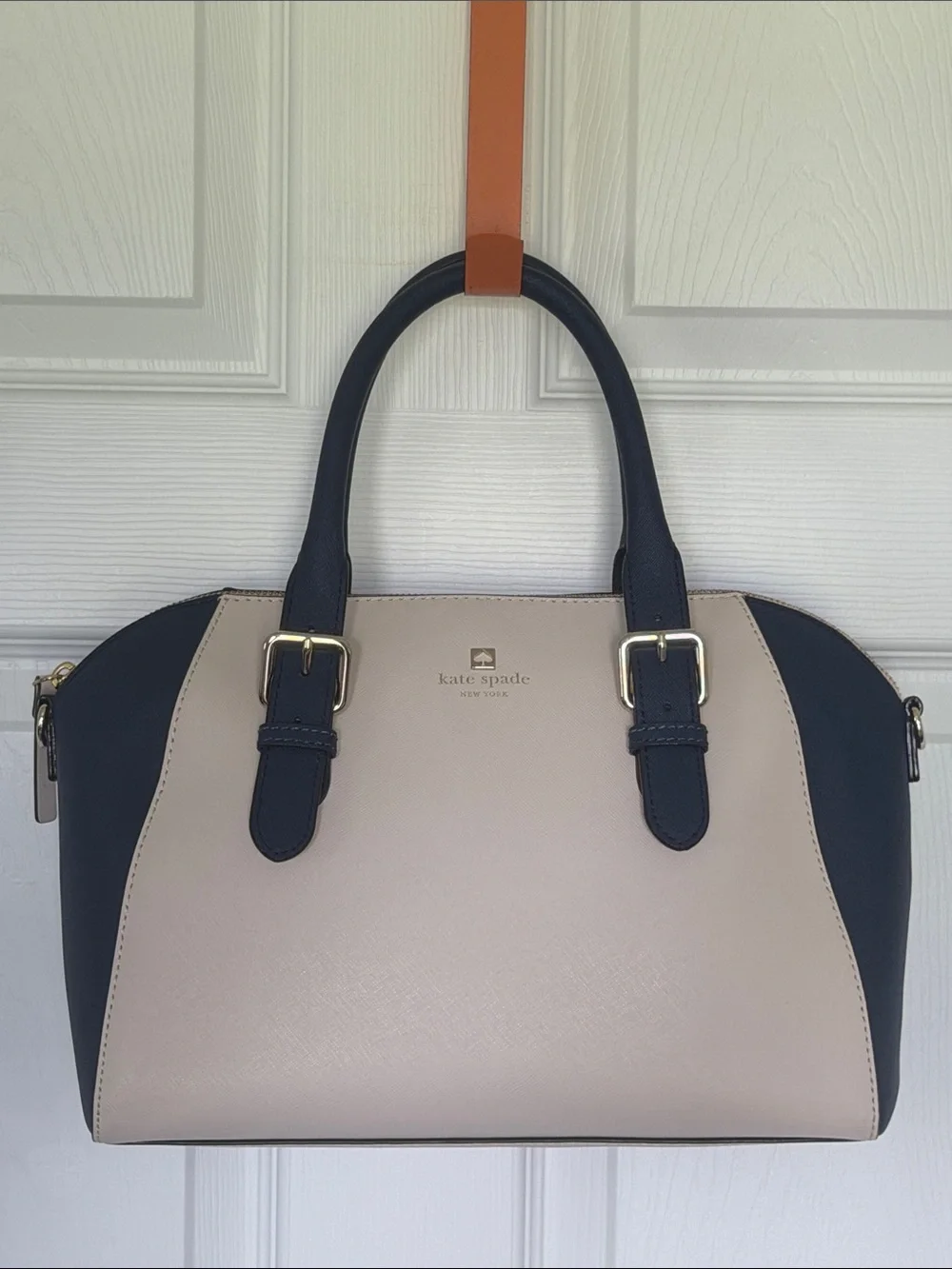 KATE SPADE New York Cove Street Pippa Satchel Pebble French Navy Leather